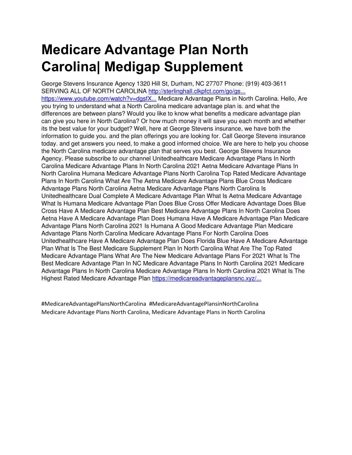 PPT Medicare Advantage Plan North Carolina Medigap Supplement