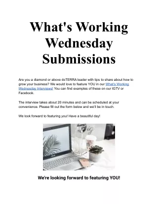 what s working wednesday submissions