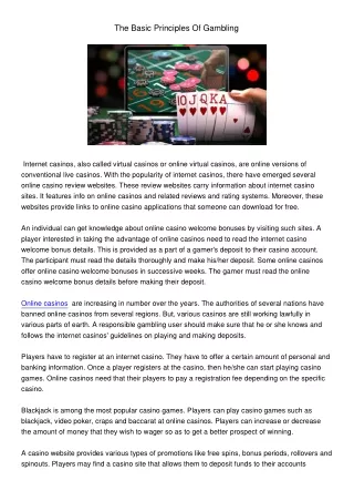 the basic principles of gambling