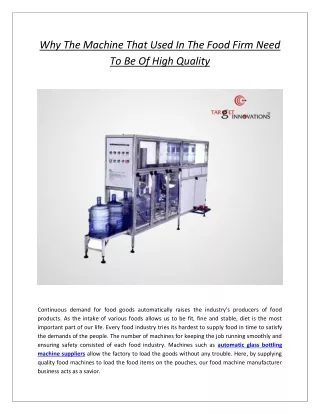 why the machine that used in the food firm need