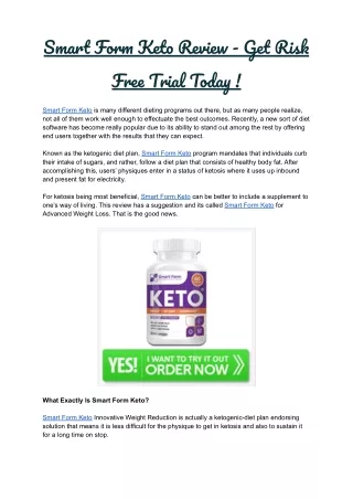 Smart Form Keto Review - Get Risk Free Trial Today !