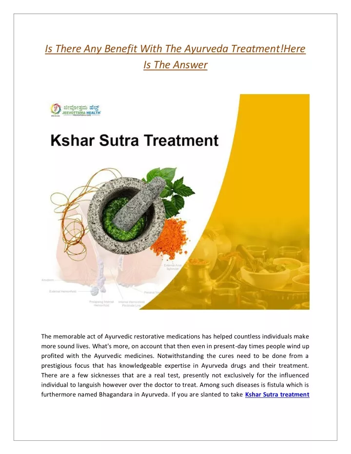 is there any benefit with the ayurveda treatment