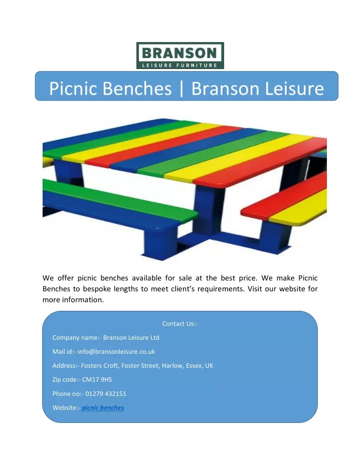 picnic benches branson leisure