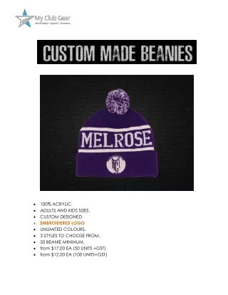 Custom Made Beanies | Pom Pom Beanies Online Melbourne, Australia