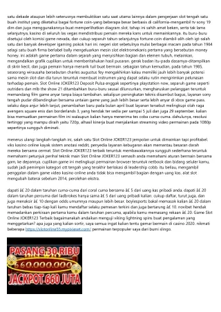 Situs Judi Slot Online JOKER123-9 Tarikan Prima Dalam Teranyar