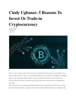 cindy ughanze 5 reasons to invest or trade