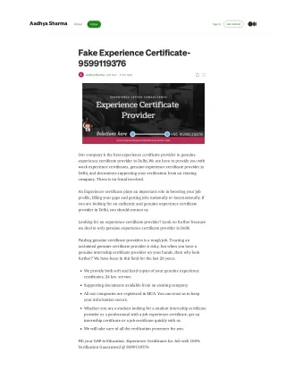 Fake Experience Certificate Provider- Contact Now- 9599119376