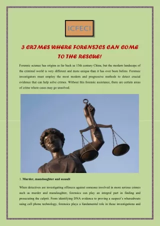 3 crimes where forensics can come to the rescue