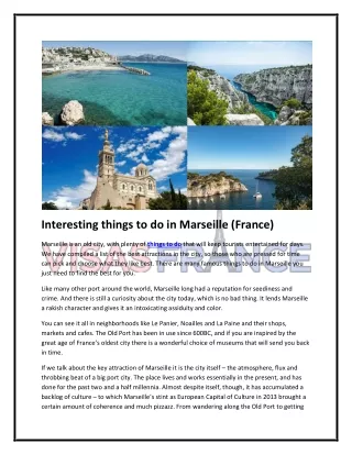Interesting things to do in Marseille (France)