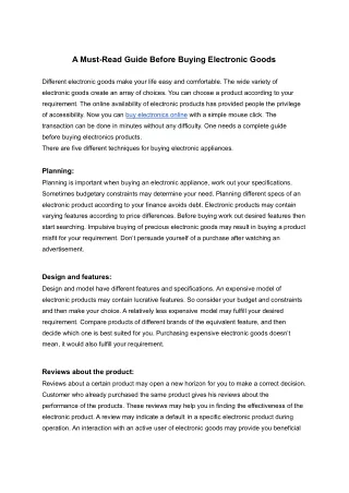 a must read guide before buying electronic goods