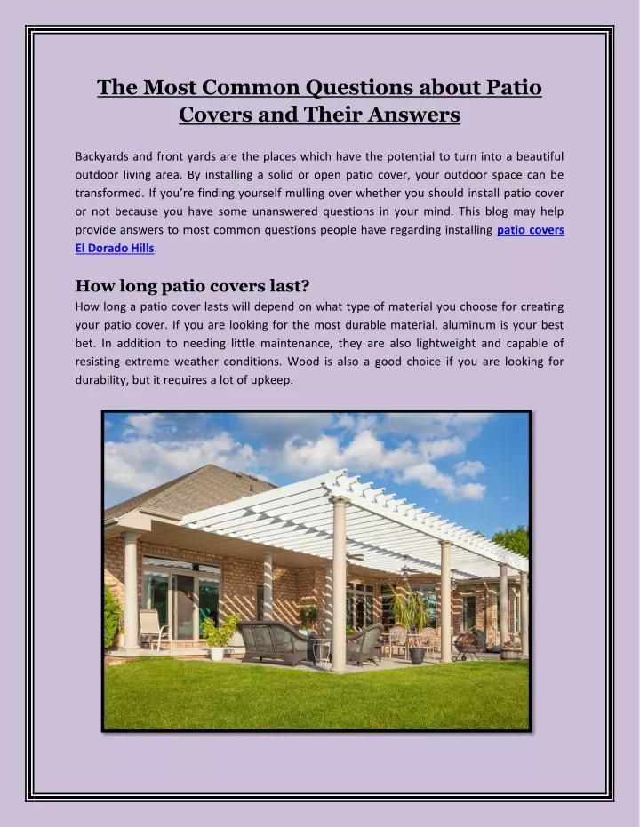 the most common questions about patio covers