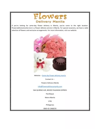 Same day flower delivery manila