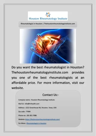 Rheumatologist in Houston | Thehoustonrheumatologyinstitute.com