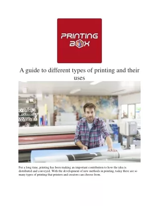 A guide to different types of printing and their uses