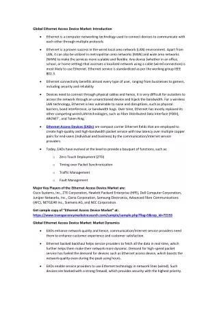 global ethernet access device market introduction