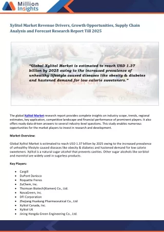 xylitol market revenue drivers growth