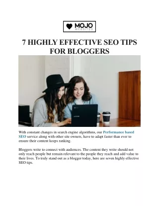 7 HIGHLY EFFECTIVE SEO TIPS FOR BLOGGERS