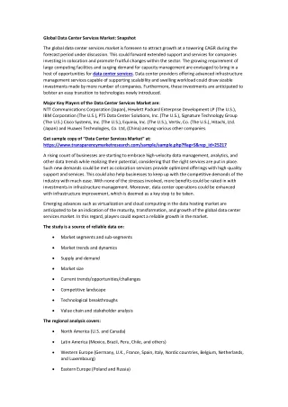 global data center services market snapshot