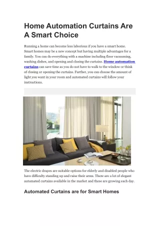 home automation curtains are a smart choice