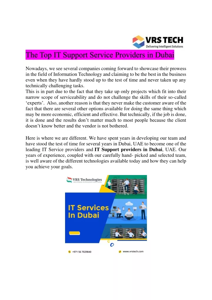 the top it support service providers in dubai