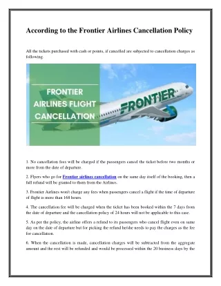 according to the frontier airlines cancellation