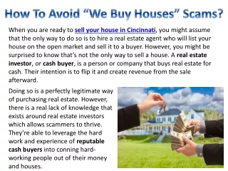 how to avoid we buy houses scams