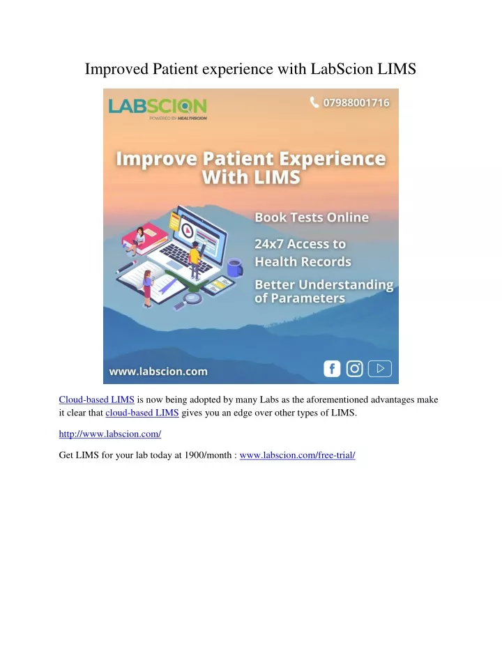 improved patient experience with labscion lims