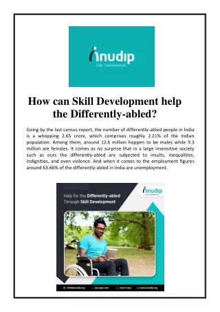 How can Skill Development help the Differently-abled?