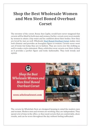 Shop the Best Wholesale Women and Men Steel Boned Overbust Corset