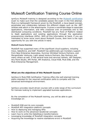 Mulesoft Certification Training Course Online