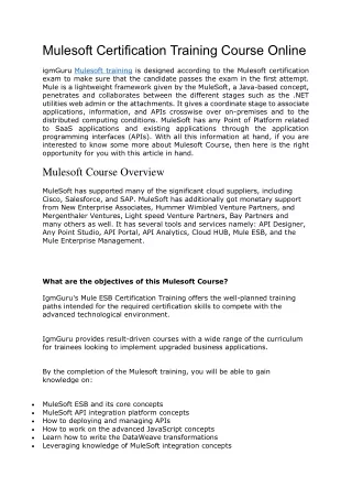 Mulesoft Certification Training Course Online