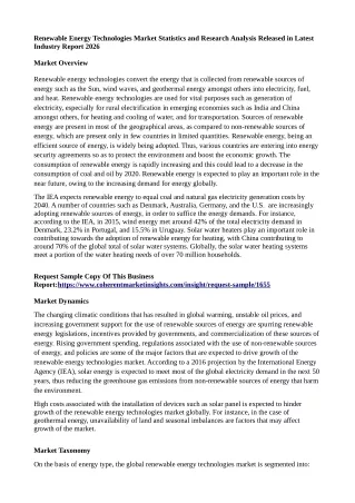 renewable energy technologies market statistics