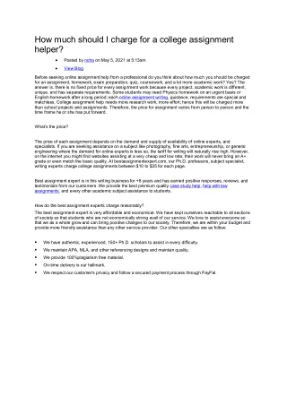 how much should i charge for a college assignment
