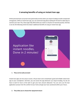 6 amazing benefits of using an instant loan app