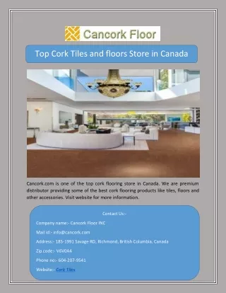 Top Cork Tiles and floors Store in Canada