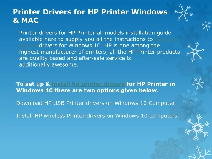 printer drivers for hp printer windows mac