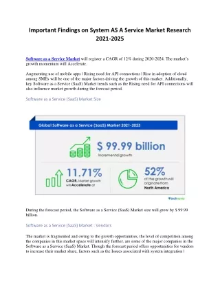 important findings on system as a service market
