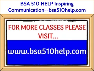 BSA 510 HELP Inspiring Communication--bsa510help.com