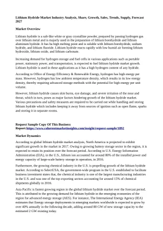lithium hydride market industry analysis share