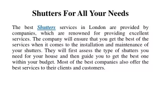 shutters for all your needs