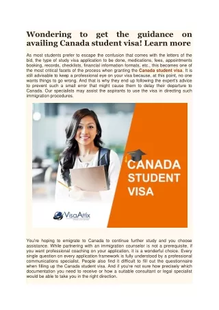 wondering to get the guidance on availing canada