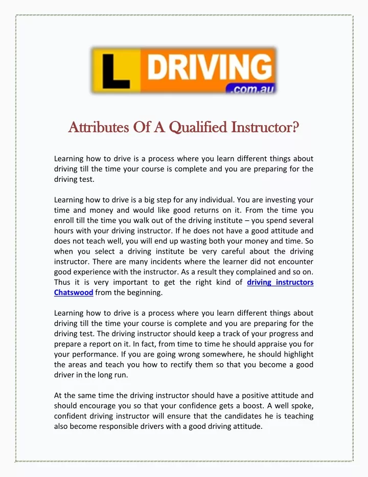 attributes attributes of a qualified instructor