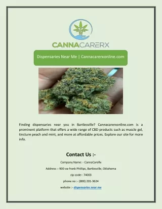 Dispensaries Near Me | Cannacarerxonline.com