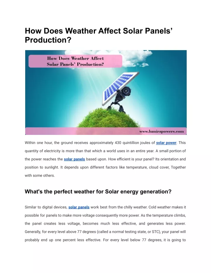 how does weather affect solar panels production