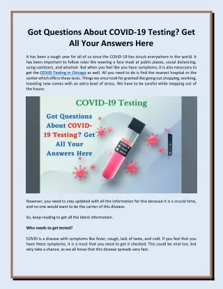 Got Questions About COVID-19 Testing? Get All Your Answers Here