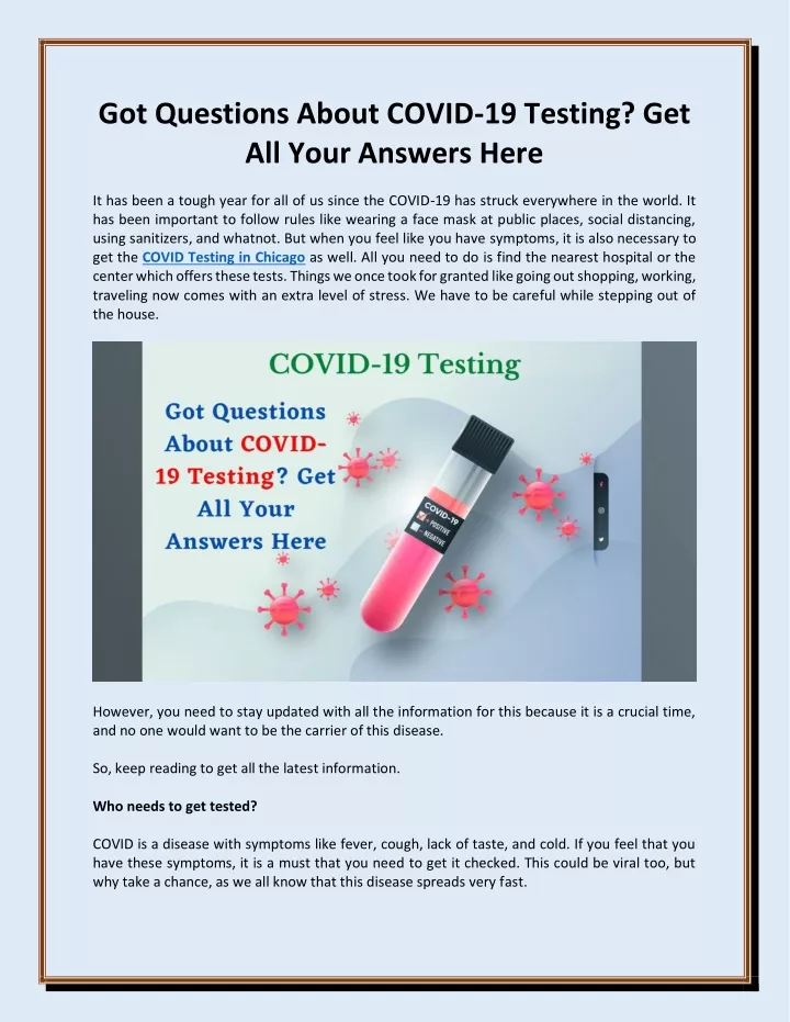 got questions about covid 19 testing get all your