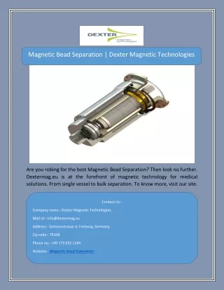 magnetic bead separation dexter magnetic