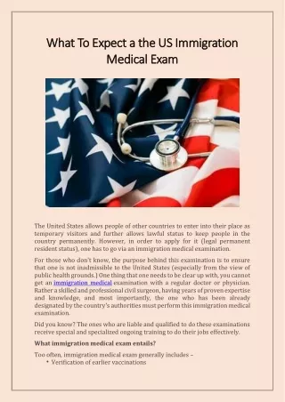 What To Expect a the US Immigration Medical Exam