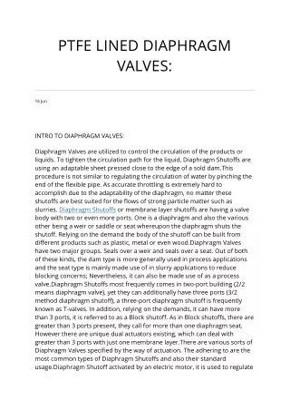 ptfe lined diaphragm valves
