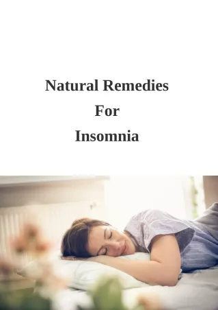 Natural Remedies For Insomnia